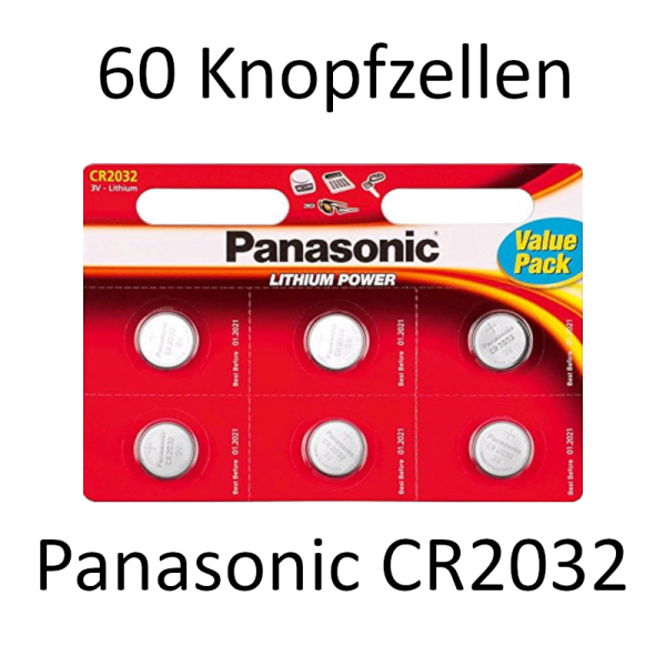 60 x PANASONIC CR2032 Lithium 3Volt! CR 2032 BLISTER NEU