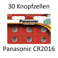 30 Panasonic CR 2016 Lithium 3V Knopfzellen 