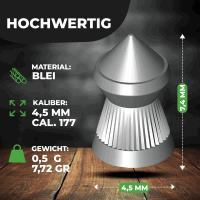 1000 Spitzkopf Diabolos 4,5mm FRITZ-CELL  für Luftgewehr Luftpistole
