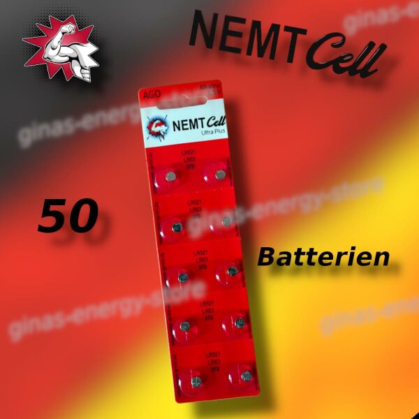 50 AG0 NEMT Cell Knopfzellen Knopfbatterien Uhrenbatterien LR521 LR63 379 1,5V