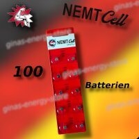 100 x Nemt Cell AG0 Uhrenbatterie Im Blisterpack LR63,...