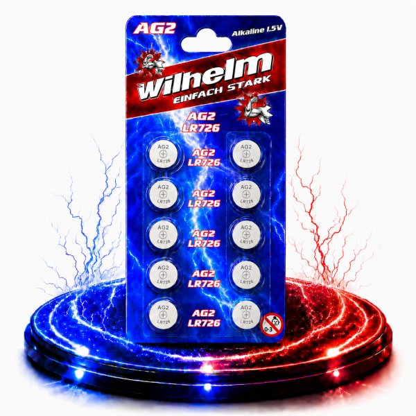 10 AG2 Wilhelm Cell Knopfzellen Knopfbatterien Uhrenbatterien LR726 LR59 196 396 1,5V