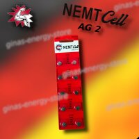10 AG2 NEMT Cell Knopfzellen Knopfbatterien...