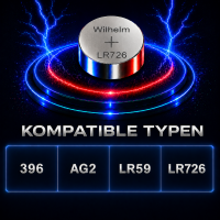 10 AG2 Wilhelm Cell Knopfzellen Knopfbatterien Uhrenbatterien LR726 LR59 196 396 1,5V