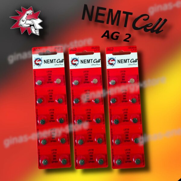 30 AG2 NEMT Cell Knopfzellen Knopfbatterien Uhrenbatterien LR726 LR59 196 396 1,5V