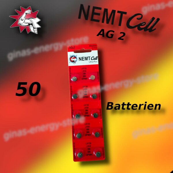 50 AG2 NEMT Cell Knopfzellen Knopfbatterien Uhrenbatterien LR726 LR59 196 396 1,5V