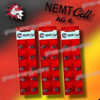 30 AG6 NEMT Cell Knopfzellen Knopfbatterien...