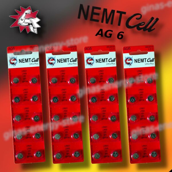 40 AG6 NEMT Cell Knopfzellen Knopfbatterien Uhrenbatterien LR921, LR69, 171, 371 1,5V