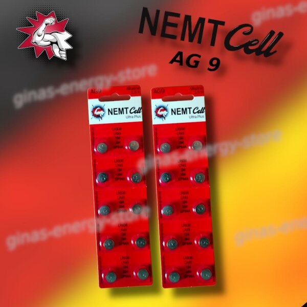20 AG9 NEMT Cell Knopfzellen Knopfbatterien Uhrenbatterien LR936, LR45, 194, 394
