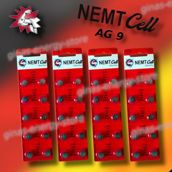 40 AG9 NEMT Cell Knopfzellen Knopfbatterien Uhrenbatterien LR936, LR45, 194, 394