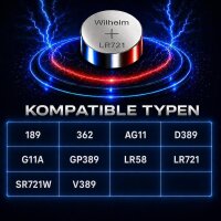 20 x Wilhelm AG11 LR721 LR58 362 Batterie Knopfzelle Alkaline