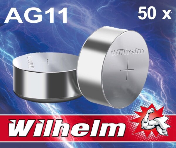 50 x Wilhelm AG11 LR721 LR58 362 Batterie Knopfzelle Alkaline