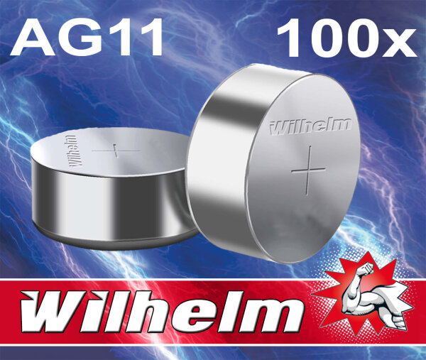 100 x Wilhelm AG11 LR721 LR58 362 Batterie Knopfzelle Alkaline