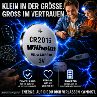 10 x Knopfzelle CR2016 Wilhelm Batterie Lithium 3V CR...