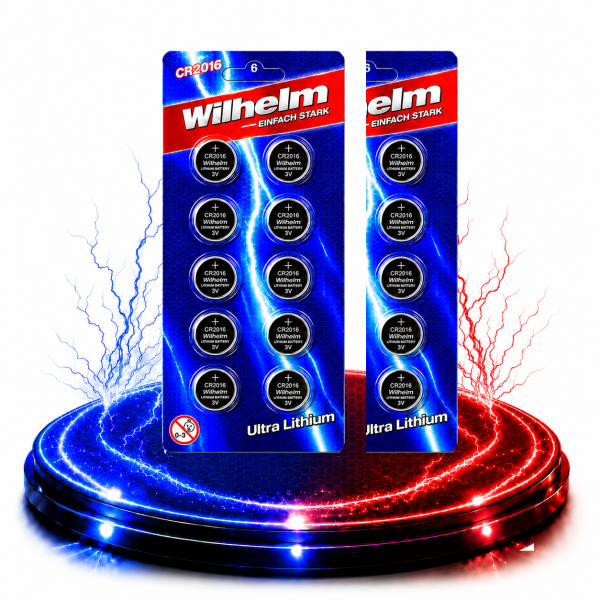 15 x Knopfzelle CR2016 Wilhelm Batterie Lithium 3V CR 2016 Premiumware