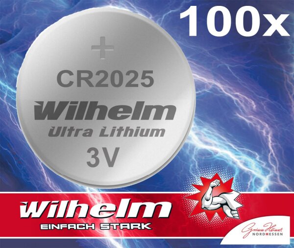 100 x CR2025 NEMT Cell Batterie Lithium Knopfzelle CR 2025 3V