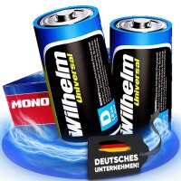 2 x Mono D Universal Wilhelm Alkaline Batterien LR20 1,5V