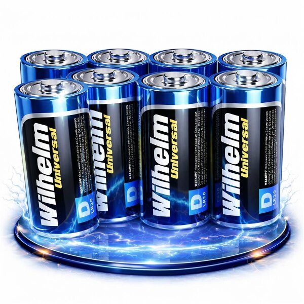 8 x Mono D Universal Wilhelm Alkaline Batterien LR20 1,5V