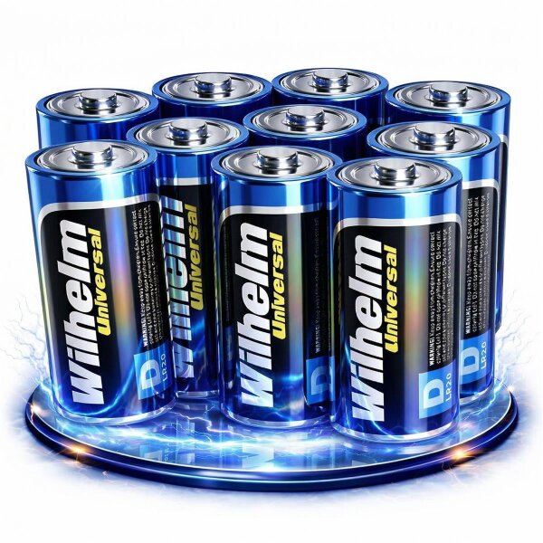 10 x Mono D Universal Wilhelm Alkaline Batterien LR20 1,5V