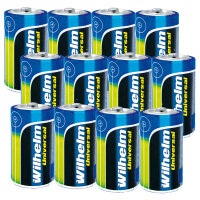 12 x Mono D Universal Wilhelm Alkaline Batterien LR20 1,5V
