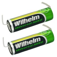 2 x AA mit LÖTFAHNE U-Form Wilhelm AA Mignon Akku R6 1,2V