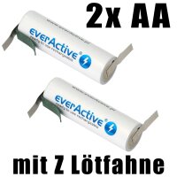 2 x AA mit LÖTFAHNE Z-Form everactive AA Mignon Akku...