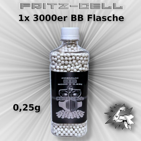 Airsoft Softair Kugeln FRITZ-CELL PREMIUM BBs 6 mm 0,25g Flasche 3000 Stück