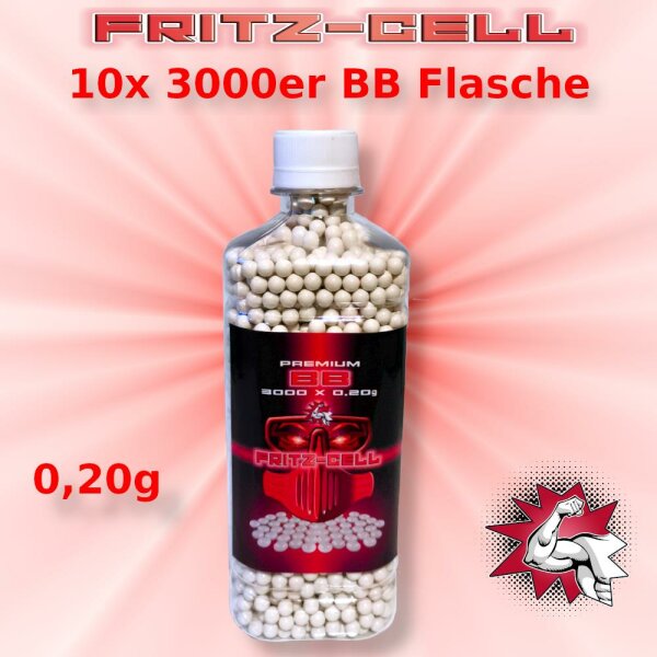 10 x Airsoft Softair Kugeln FRITZ-CELL PREMIUM BBs 6 mm 0,20g Flasche 3000 Stück