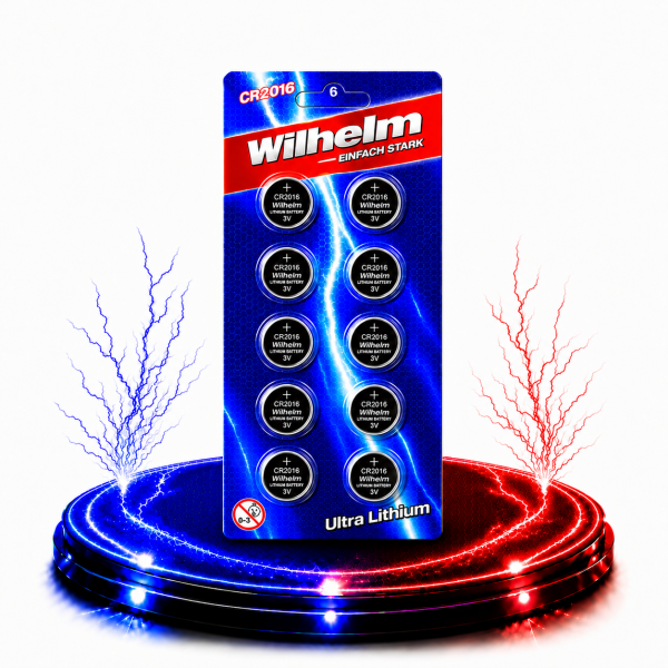 10 x Knopfzelle CR2016 Wilhelm Batterie Lithium 3V CR 2016 Premiumware