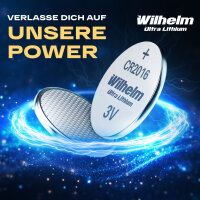 15 x Knopfzelle CR2016 Wilhelm Batterie Lithium 3V CR 2016 Industrieware