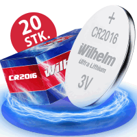 20 x Knopfzelle CR2016 Wilhelm Batterie Lithium 3V CR...