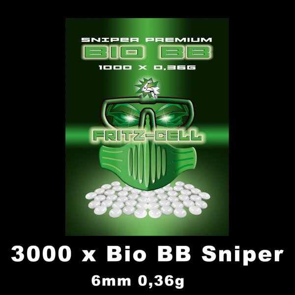 3 x Sniper Bio BBs 6mm 0,36g 1000 Stück Beutel Premium