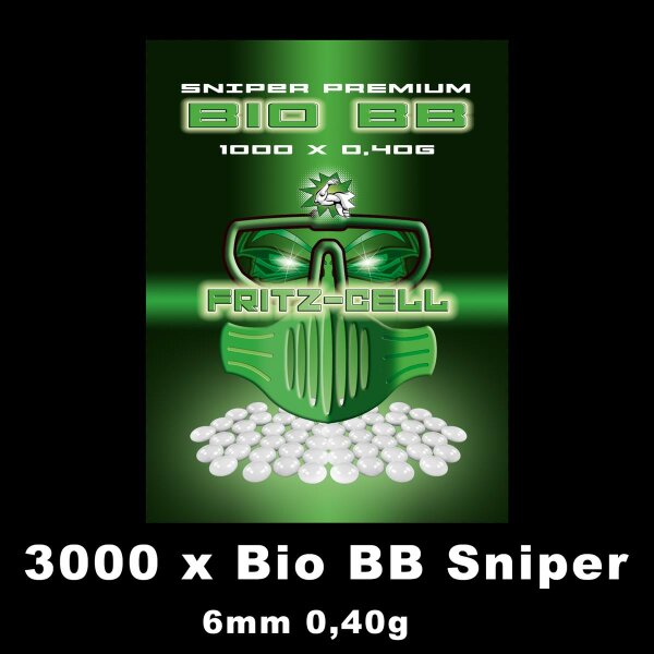 3 x Sniper Bio BBs 6mm 0,40g 1000 Stück Beutel Premium