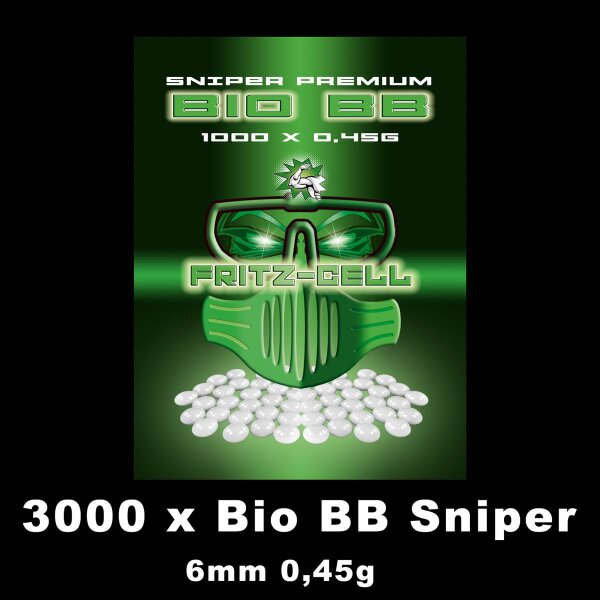 3 x Sniper Bio BBs 6mm 0,45g 1000 Stück Beutel Premium