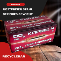 25 x Fritz-Cell 12g Co2 Kapseln für Softair Painball Luftpistolen Luftgewehr