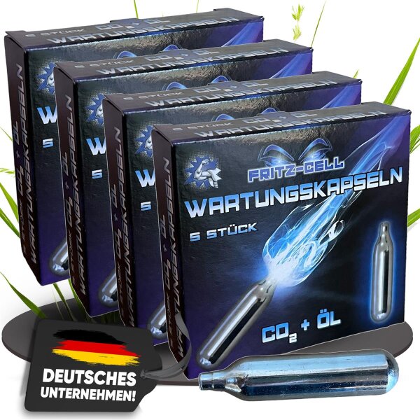 4 x Ventil Wartungskapseln (5er) Fritz-Cell 12g CO2 Kartuschen CO 2 Softair, Painball, Luftpistolen oder Luftgewehre