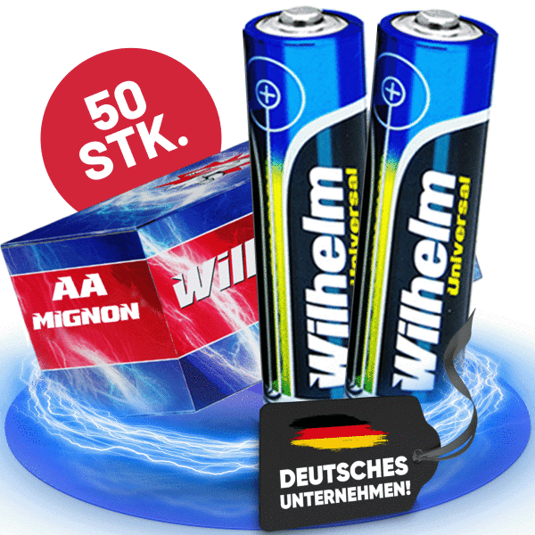 50 AA Mignon Wilhelm Universal Alkaline Batterien im Shrink LR6