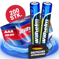 200 AAA Mikro Wilhelm Universal Alkaline Batterien im...