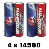 4 x Wilhelm ER14500 LS14500 Batterie AA Lithium 3,6V 2600...