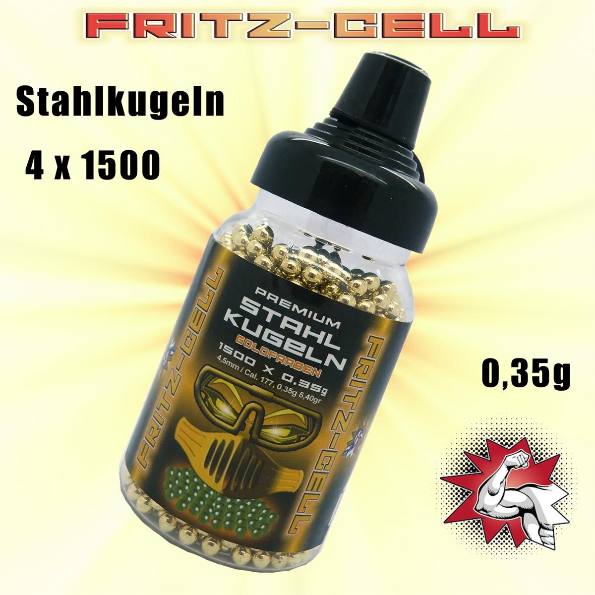 4 X 1500 Fritz Cell Goldfarben Stahl BBS 4 5 Mm Stahlkugeln Stahlrund 4 x 1500 fritz cell goldfarben stahl bbs 4 5 mm stahlkugeln stahlrund