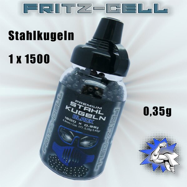 1500 Fritz-Cell Black Stahl BBS 4,5 mm Stahlkugeln Stahlrundkugeln für Luftpistole BB´s CO2 Pistolen