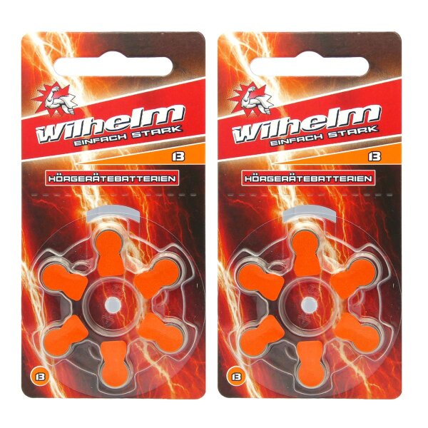 12 x Wilhelm Typ 13 orange Hörgerätbatterien