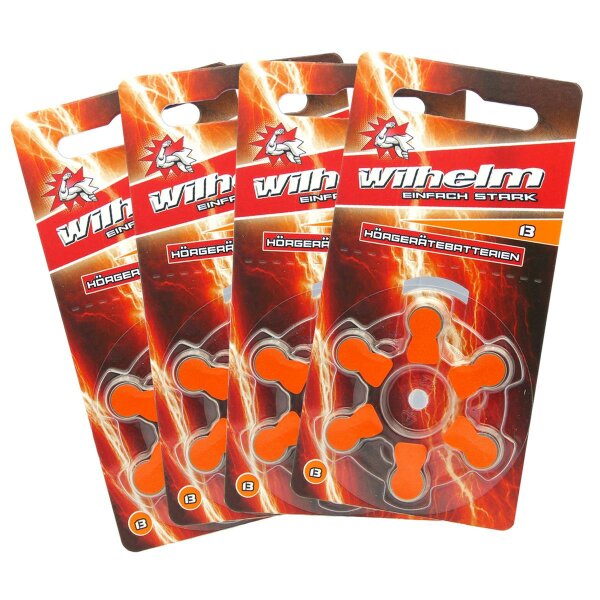 24  x WILHELM Hörgerätebatterien Typ 13 orange Hörgerätbatterie PR48 ZL2  1,4/1,45 V