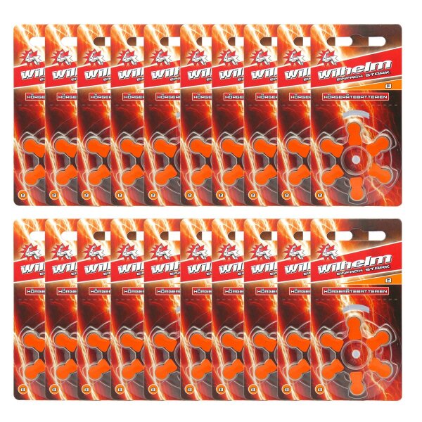 120 x Wilhelm Typ 13 orange Hörgerätbatterien