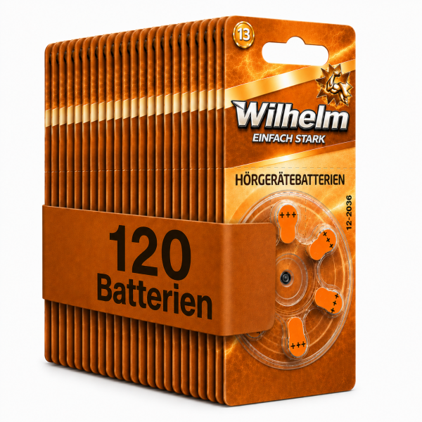 120 x Wilhelm Typ 13 orange Hörgerätbatterien