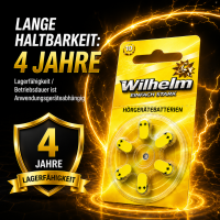 6 x Wilhelm Typ 10 gelb Hörgerätbatterien