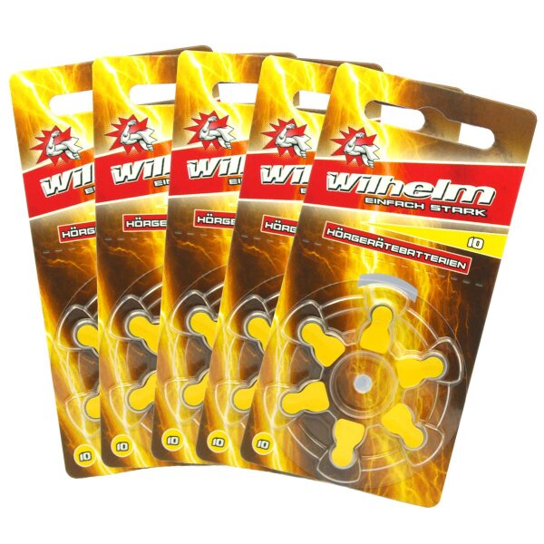 30 x Wilhelm Typ 10 gelb Hörgerätbatterien