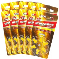 60 x Wilhelm Typ 10 gelb Hörgerätbatterien