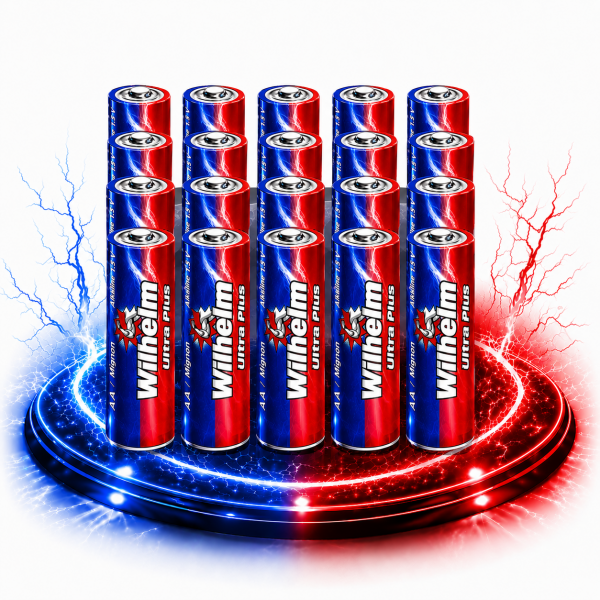 20 AA Mignon WILHELM Ultra Plus Alkaline Batterien im Shrink LR6  ø 14,5 x 50,5 mm