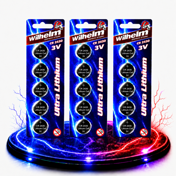 15 x CR2430 WILHELM Lithium Knopfzelle 3V 270mAh ø24,3x3,0mm Batterie DL2430